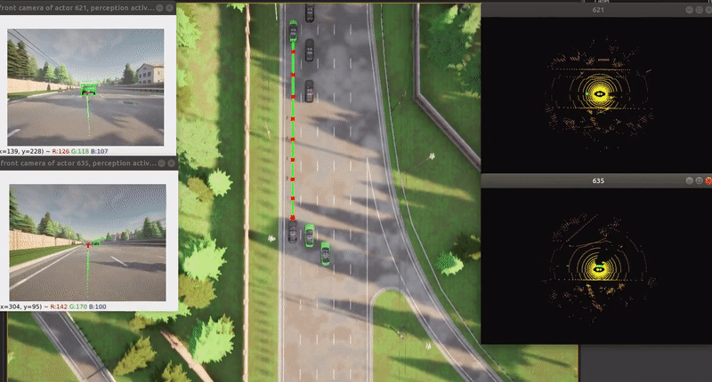 Connected automated vehicle joining a platoon in CARLA Town06